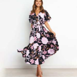 Robe Longue à Fleurs Femme