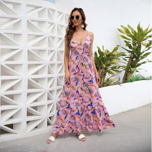 Robe Longue Dos Nu Fleuri