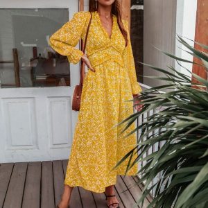 Robe Fleurie Jaune